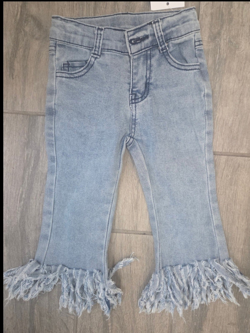 Kids Light Blue Frayed Hem Jeans